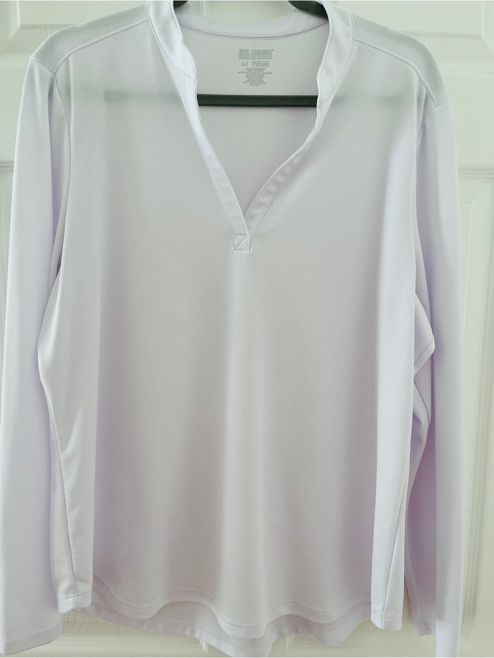 White Reel Legends Long Sleeve V-Neck Performance Top